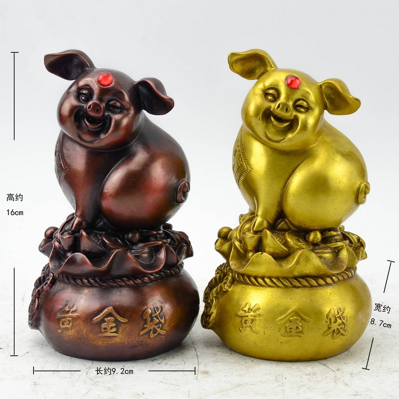 批發(fā)精工純銅特價(jià)黃金袋豬 生肖福豬，為仿古家具與空間增輝的工藝品擺設(shè)